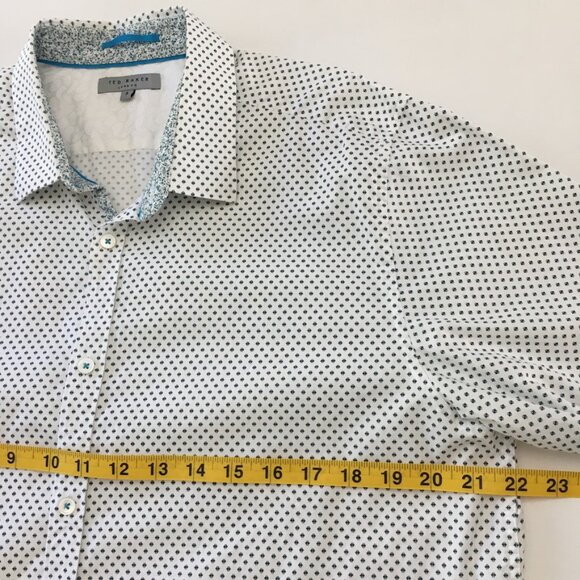 Ted Baker Mens Size 5 Button Down Shirt Collard Blue Gray White Floral Prints - Picture 7 of 12